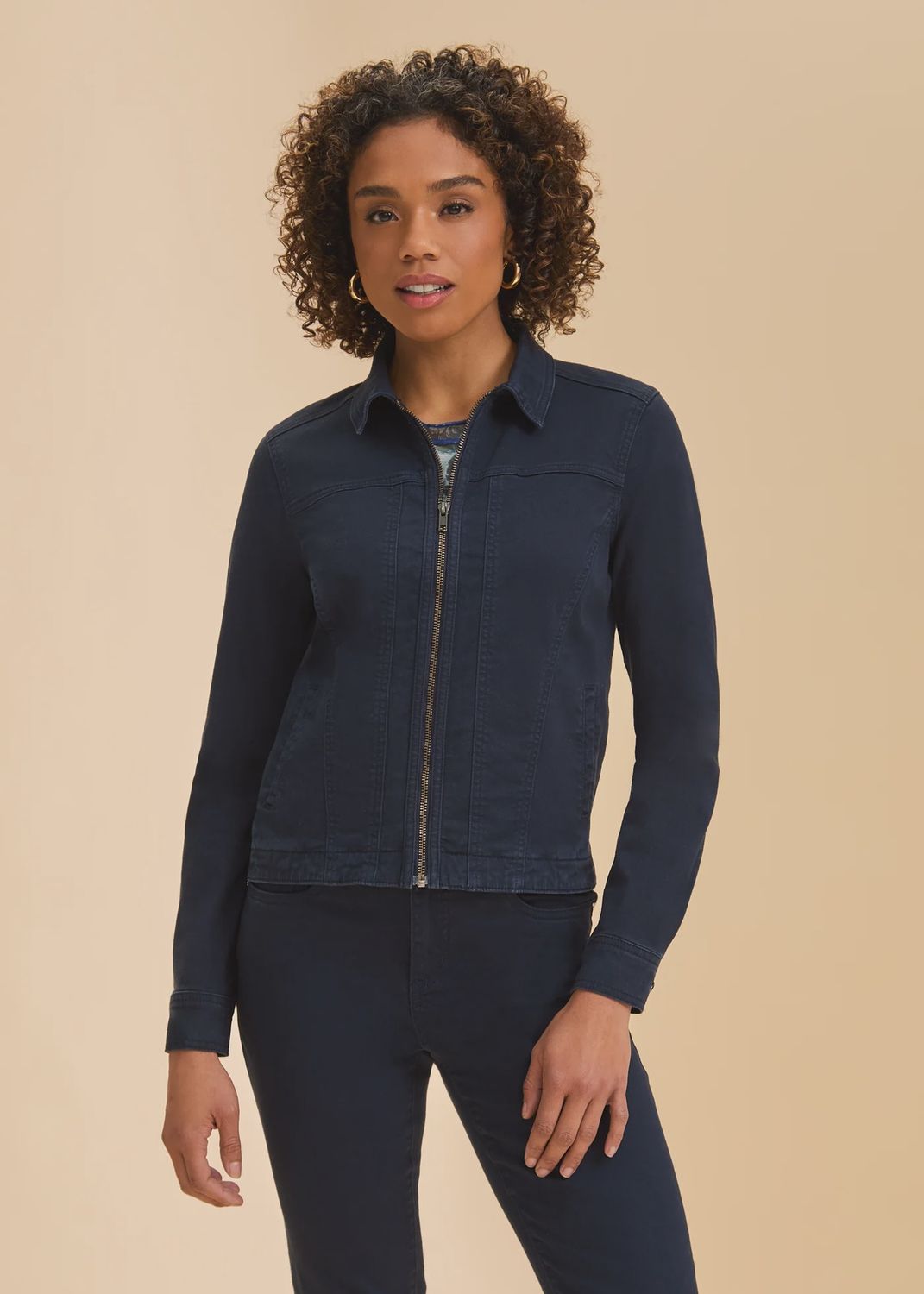 Navy Moto Zip Jacket