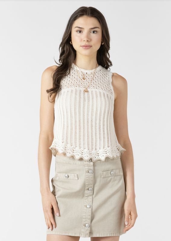 Ivory Contrast Trim Sweater Tank