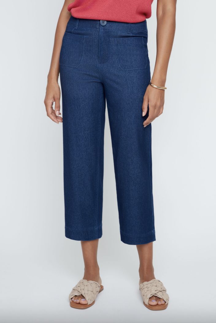 Deep Blue Wide-Leg Denim