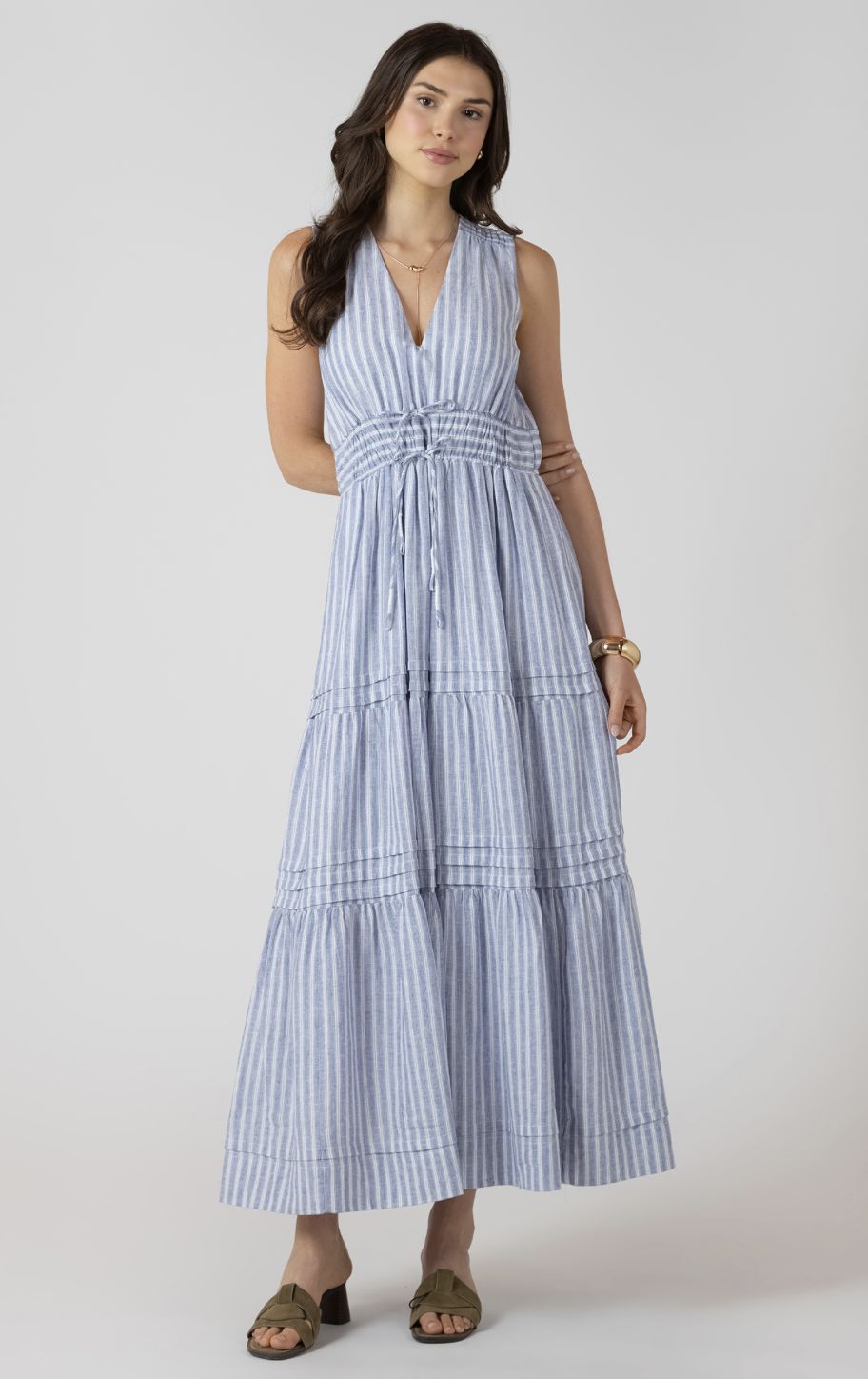 Chambray Stripe Maxi Dress