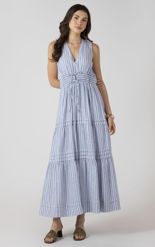Chambray Stripe Maxi Dress