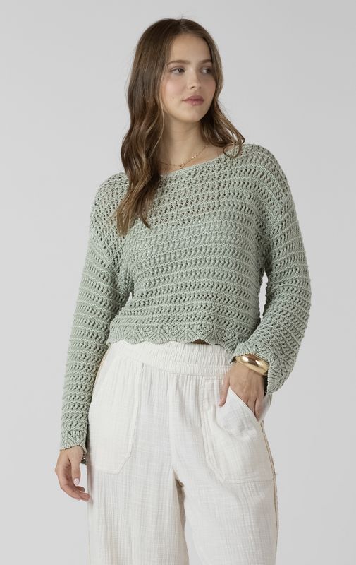 Sage Open-Stitch Sweater