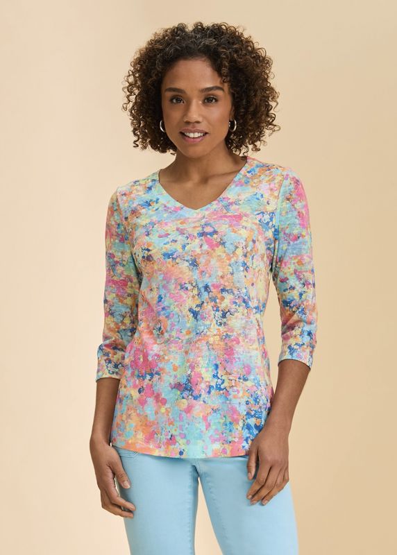 Bubble Watercolor V-Neck Top