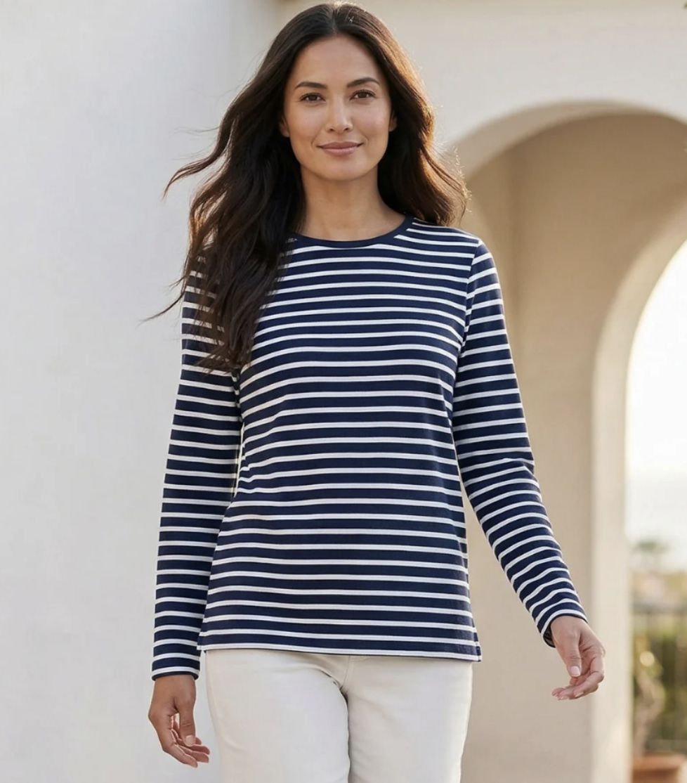 Navy Stripe LS Top