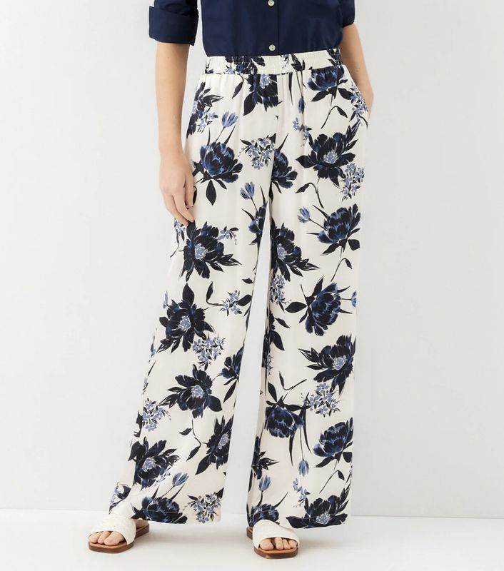 Floral Satin Wide-Leg