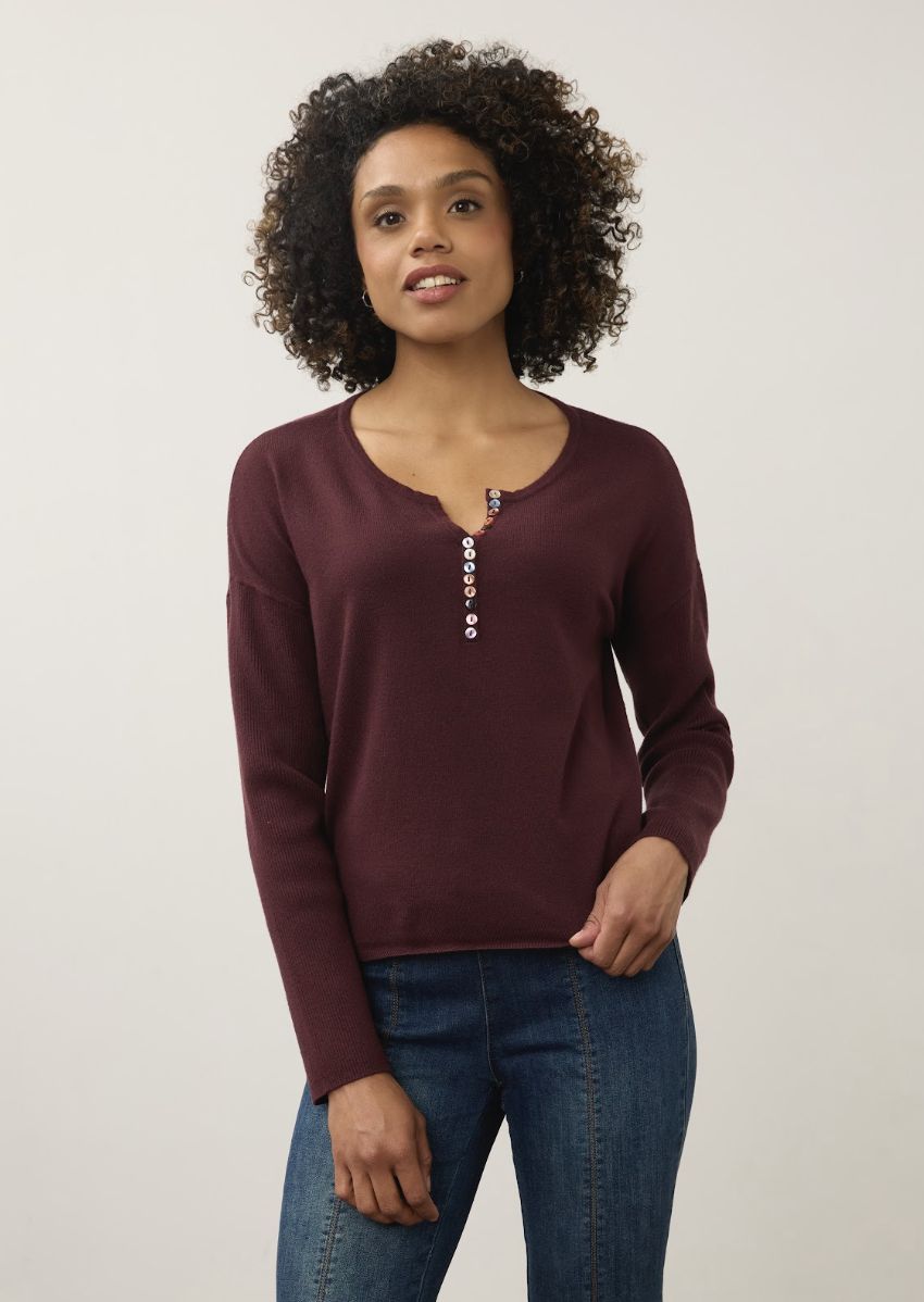 Fig Color-Button Sweater