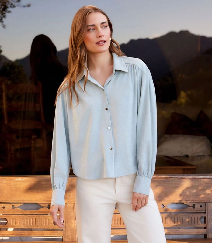 Powder Embellished Suede Top