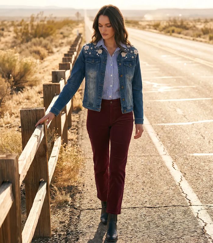 Wine Corduroy Ankle Pant