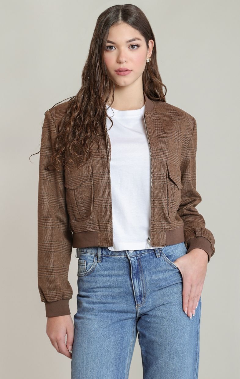 Houndstooth Bomber Jacket