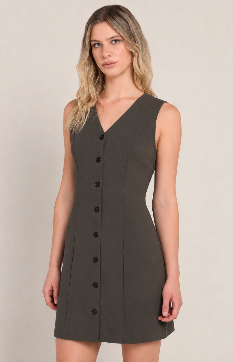 Olive Button-Up Dress
