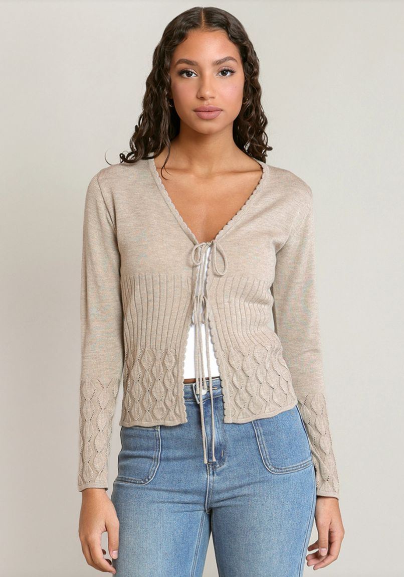 Oat Front-Tie Cardigan