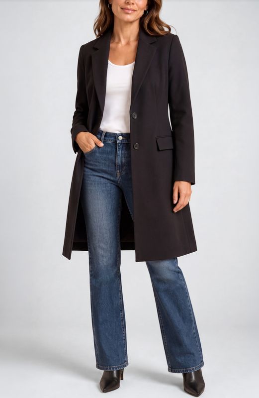 Blk Long Fit + Flare Blazer