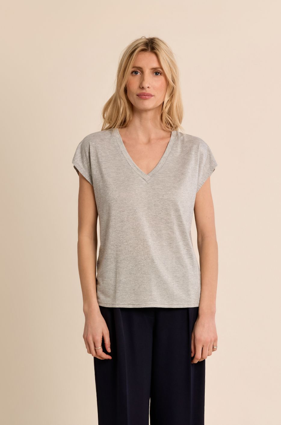 Silver V-Neck Tee