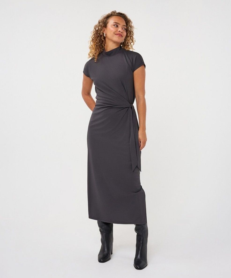 Gray Tie-Waist Dress