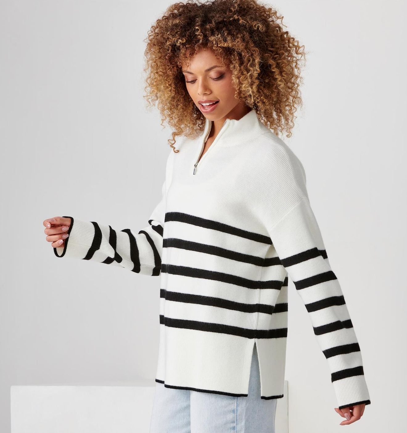 Stripe Johnny Collar 1/2 Zip