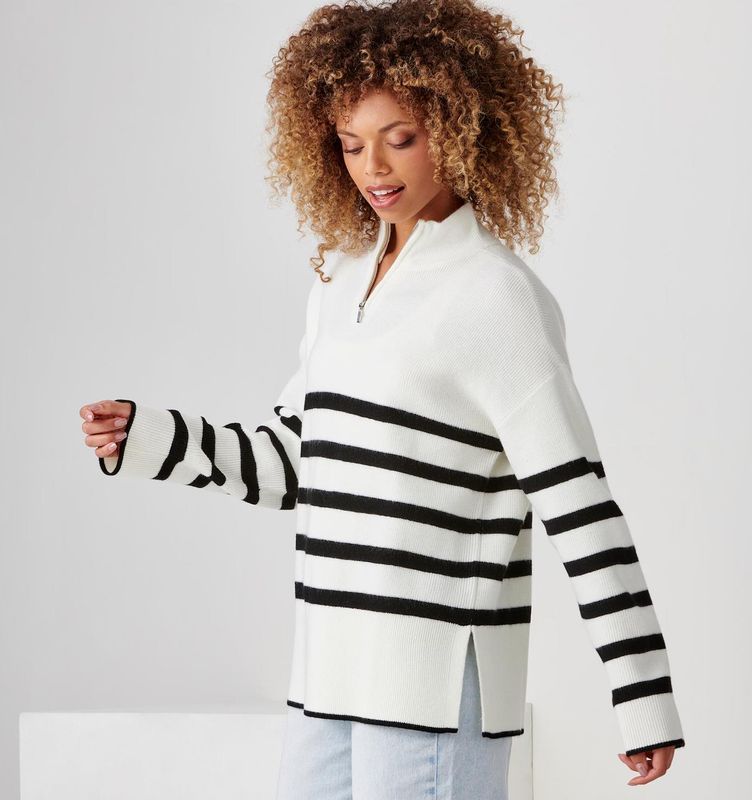 Stripe Johnny Collar 1/2 Zip