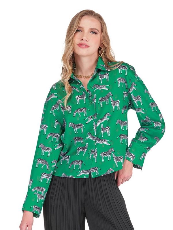 Green Zebra Crop Blouse