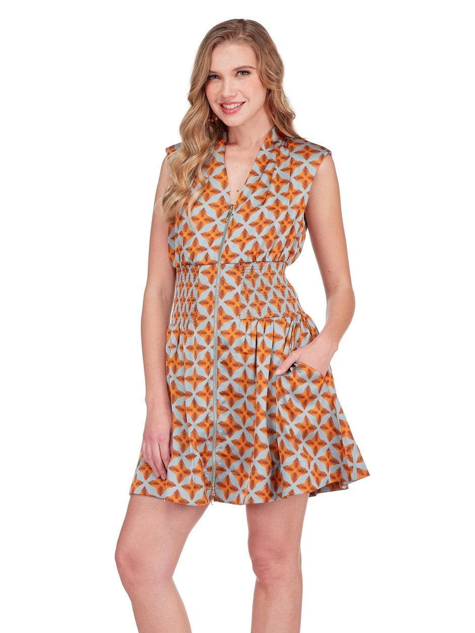 Copper Tile Zip Dress