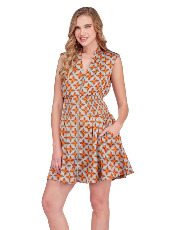 Copper Tile Zip Dress