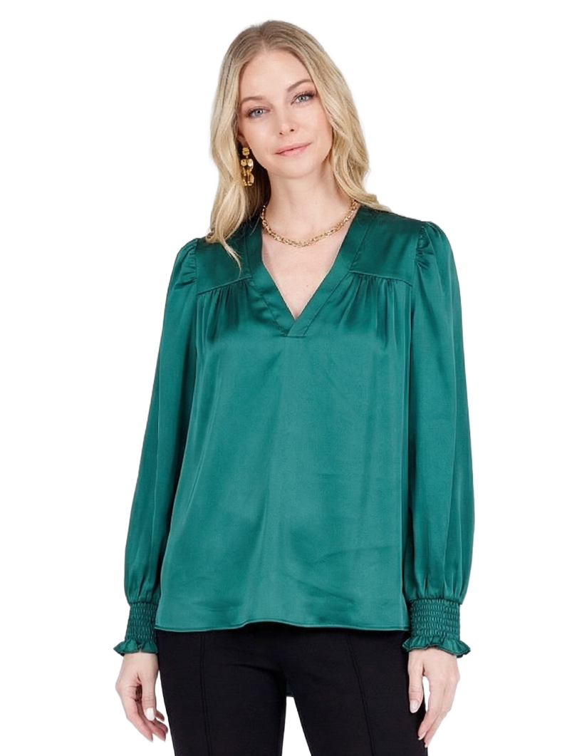 Teal V-Neck Blouse