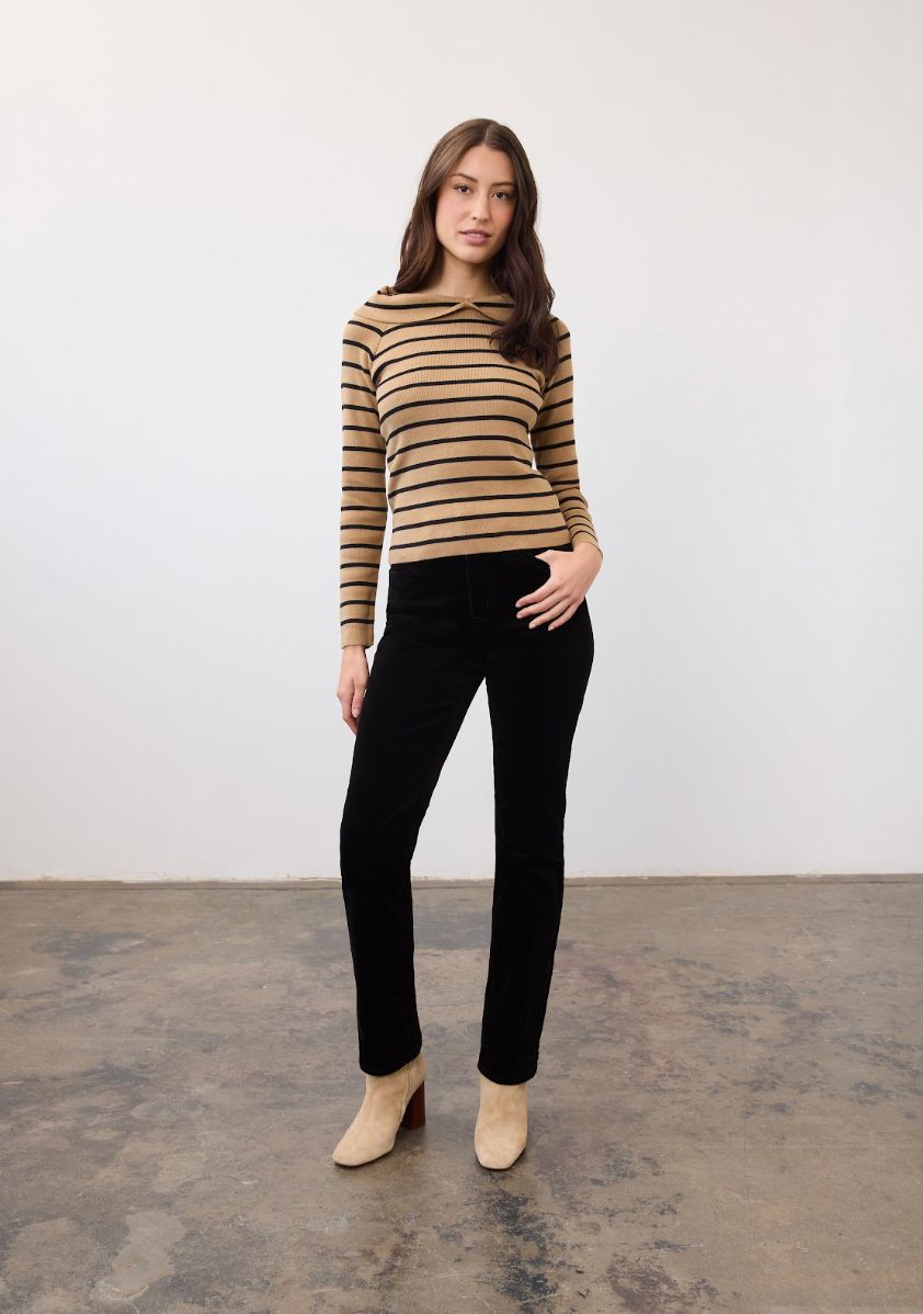 Caramel LS Off-Shoulder Sweater