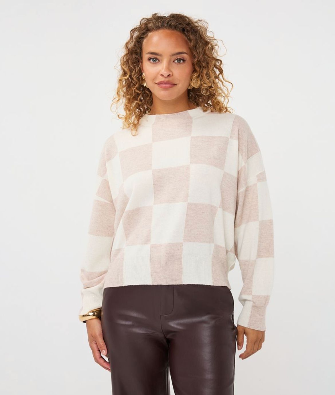 Beige Block Sweater