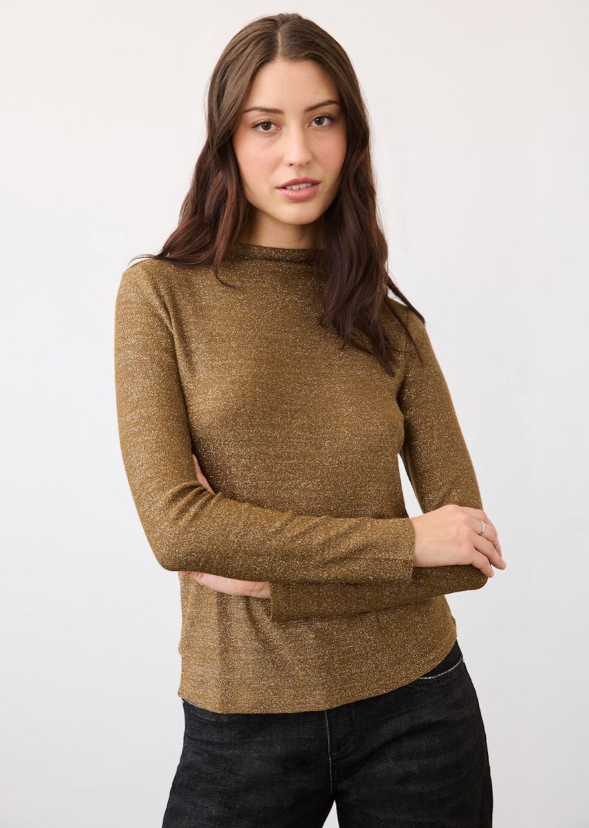 Brass L/S Mock Neck Top