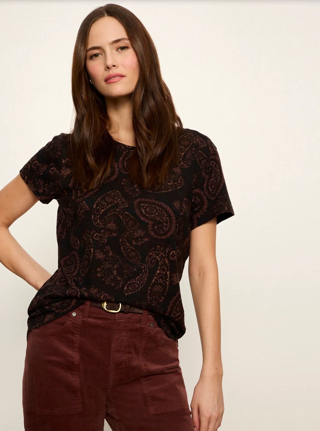 Cocoa Paisley Everyday Tee