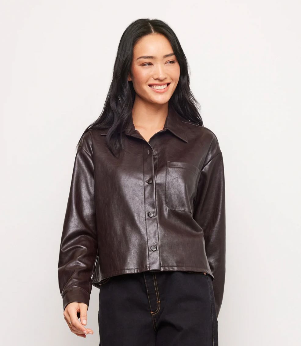 Brown Faux Leather Shirt