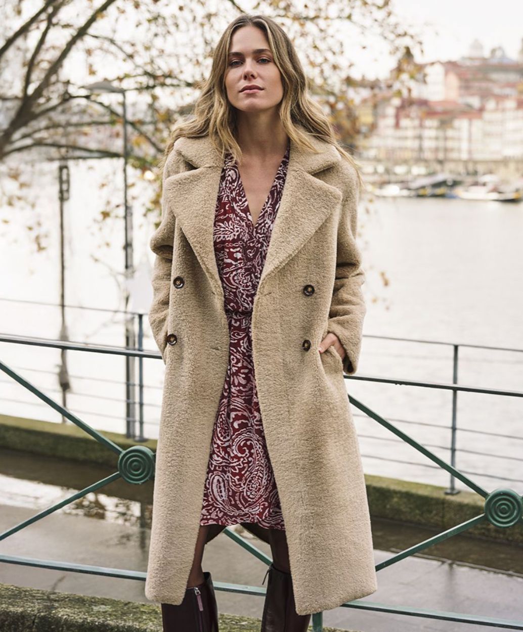 Sand Long Fur Coat