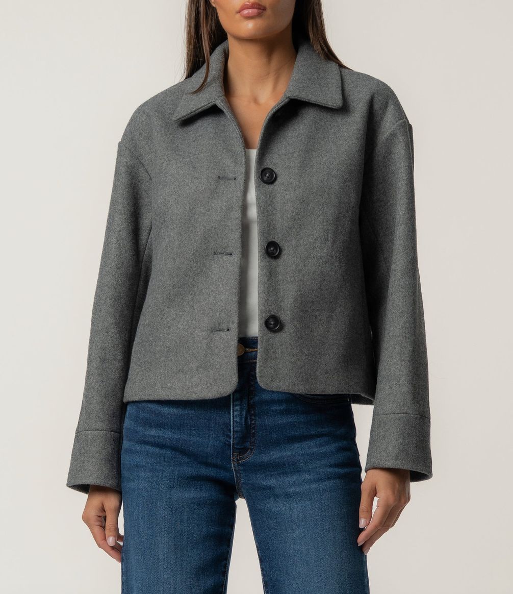 Charcoal Button-Front Coat