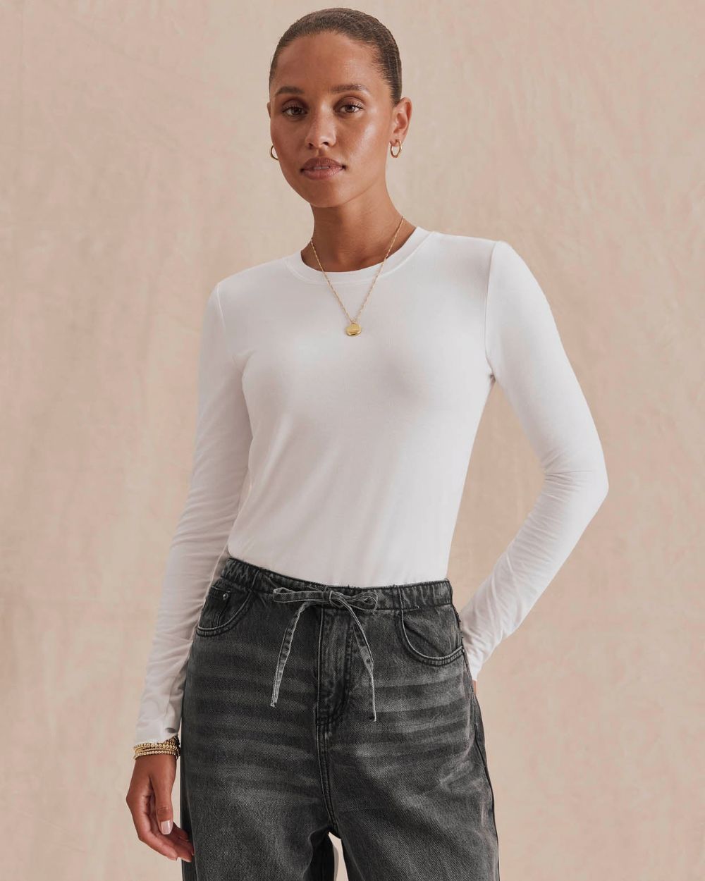 White Bamboo LS Top