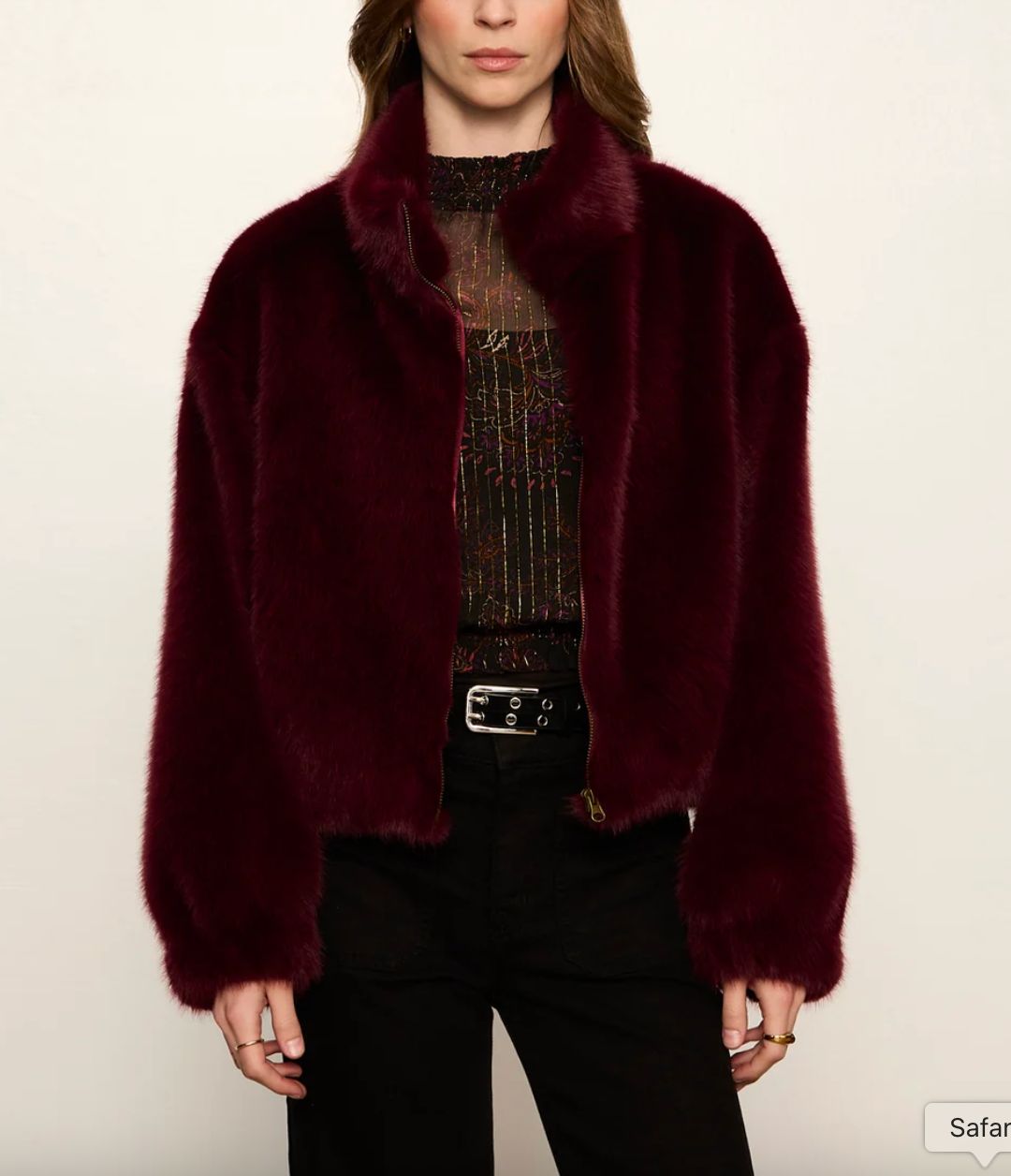 Bordeau Fur Bomber Fur Coat
