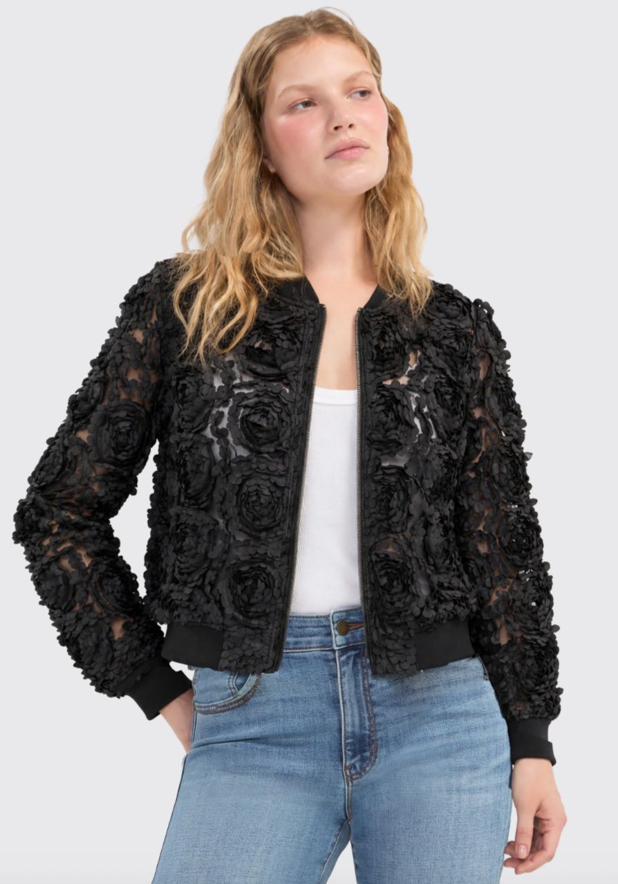 Floral Woven Bomber