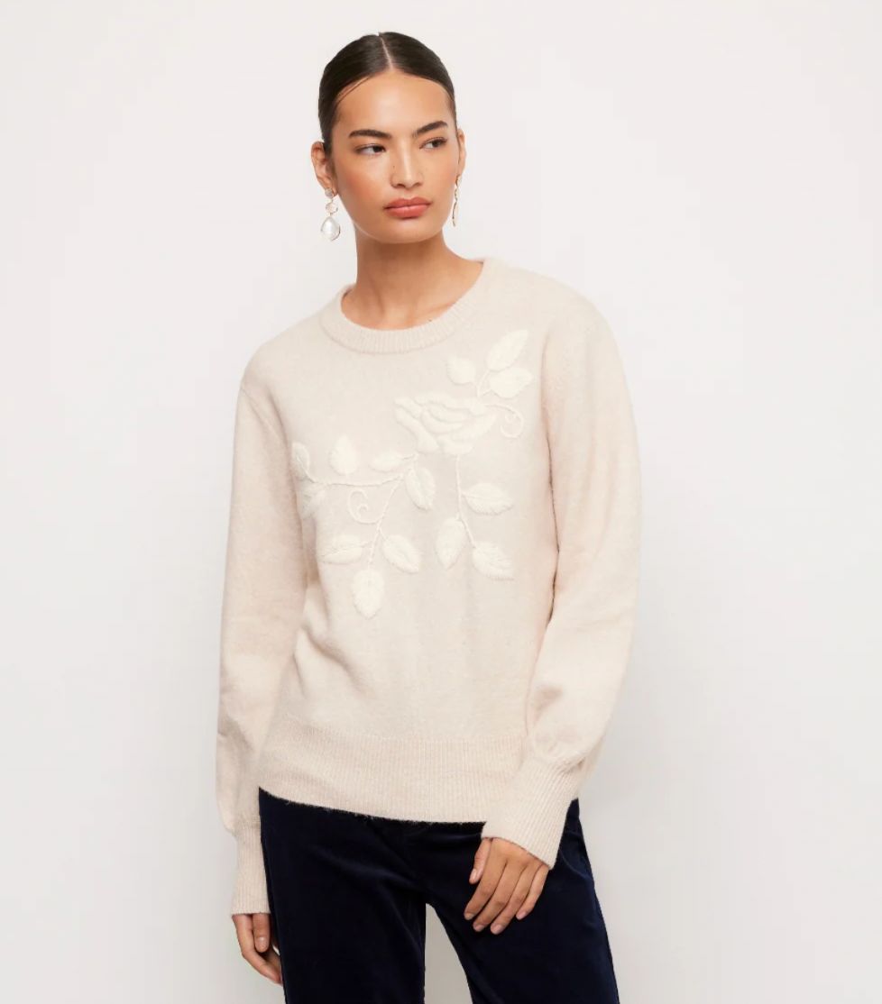 Cream Embroidered Sweater