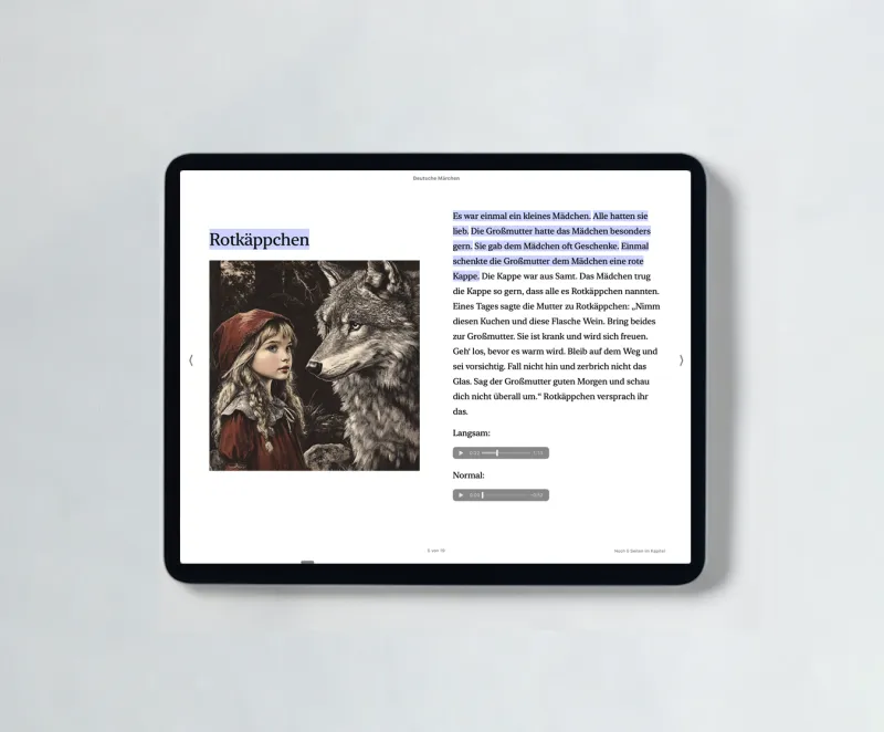⭐ Nur Audio-Ebook und Hörbücher für Leseförderung mit Leseband und Lese-Karaoke mit 18 Deutschen Märchen in Einfacher Sprache