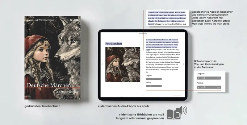 Gratis Testversion für Leseband und Lese-Karaoke mit einem Deutschen Märchen in Einfacher Sprache