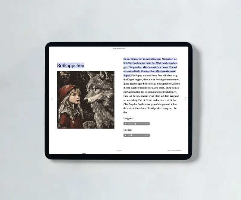 Nur Audio-Ebook und Hörbücher für Leseförderung mit Leseband und Lese-Karaoke mit 18 Deutschen Märchen in Einfacher Sprache