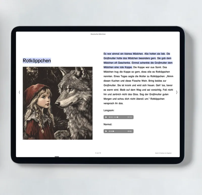 Einfache Sprache: nur Audio-Ebook und Hörbücher für Leseförderung Lese-Karaoke mit 18 Deutschen Märchen