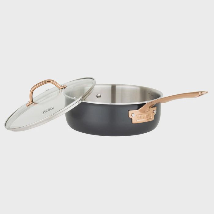 Black &amp; Copper 4.0 Qt Sautepan w/ Glass Lid;