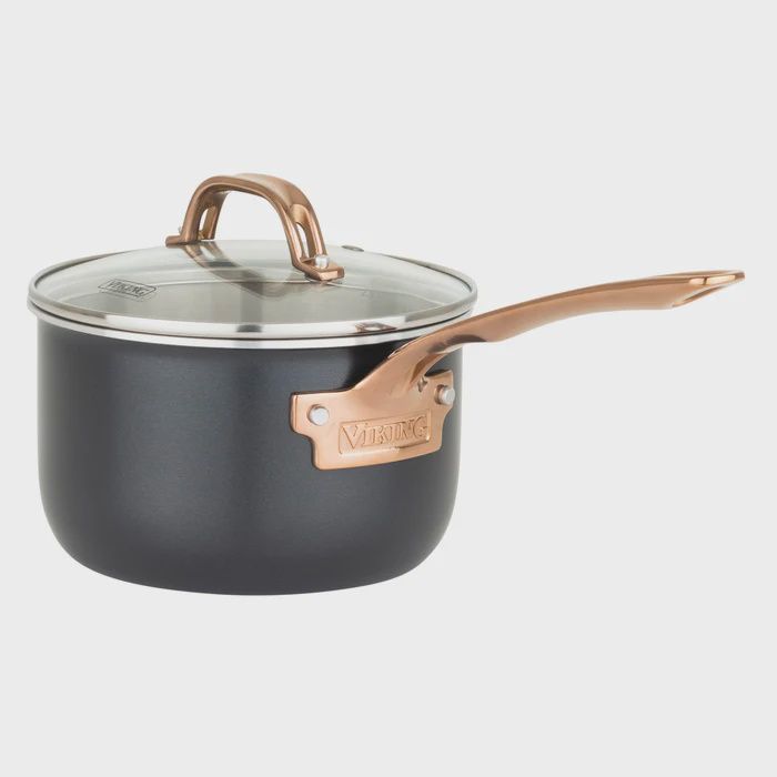 Black &amp; Copper 3.0 Qt Saucepan w/ Glass Lid