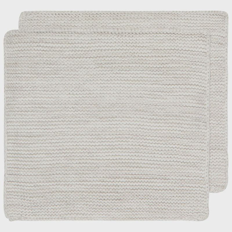 Set/2 Knit Dishcloth Dove Gray