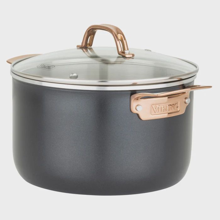 Black &amp; Copper 7.0 Qt Stock Pot w/ Glass Lid