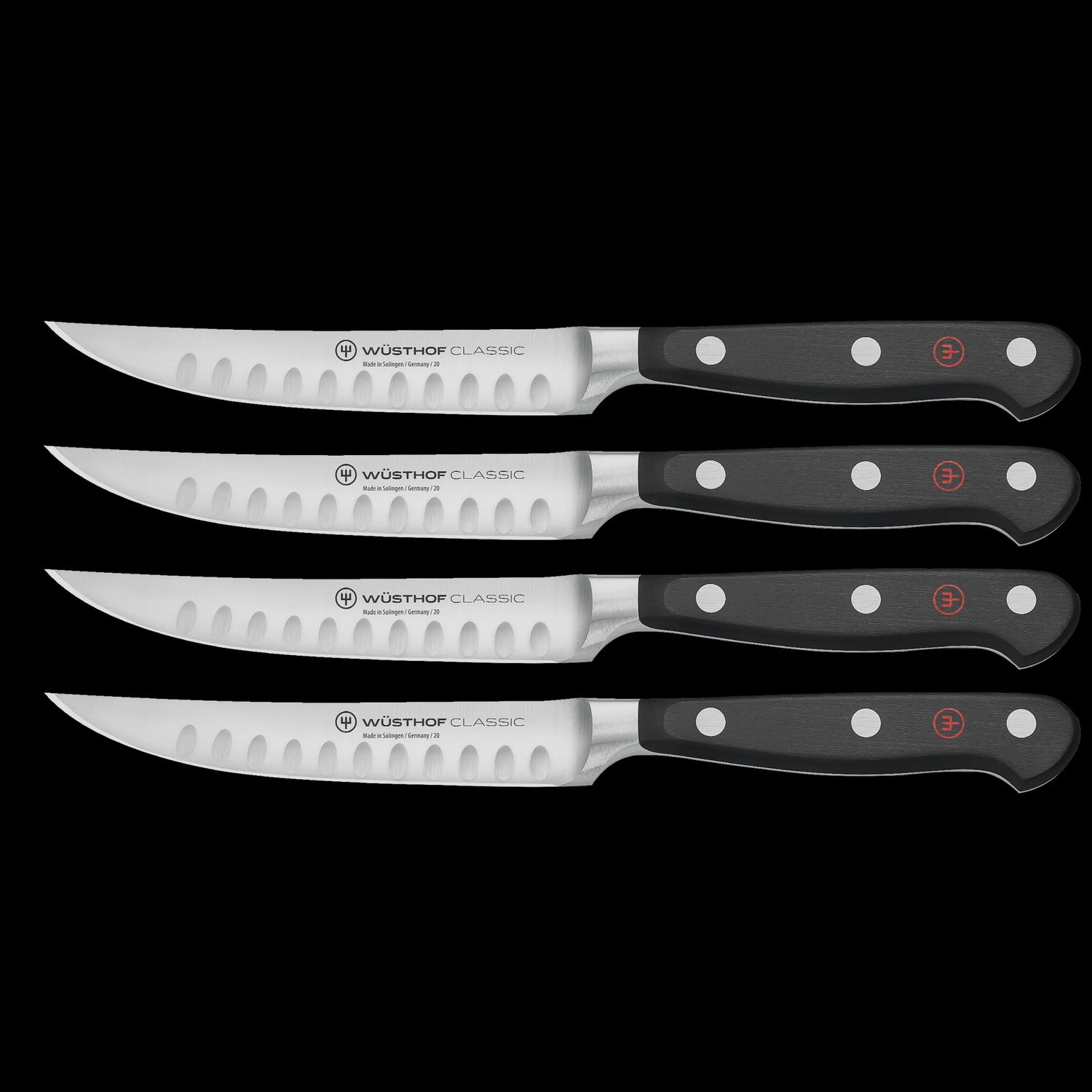Four Piece Steak Knife Set, Hollow Edge