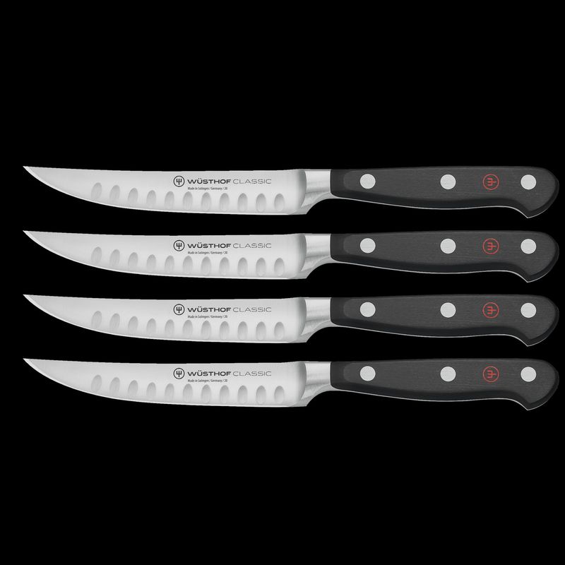 Four Piece Steak Knife Set, Hollow Edge