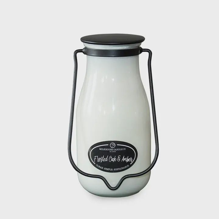 14 oz Milkbottle Jar:  Frosted Oak &amp; Amber
