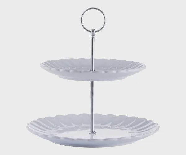 LUXE 2 TIER CAKE STAND WHITE