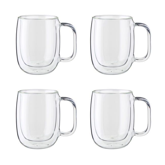 4PC GLASS MUG SET DOUBLE-WALL INSULATED