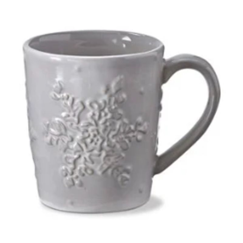 White SNOWFLAKE EMBOSSED MUG