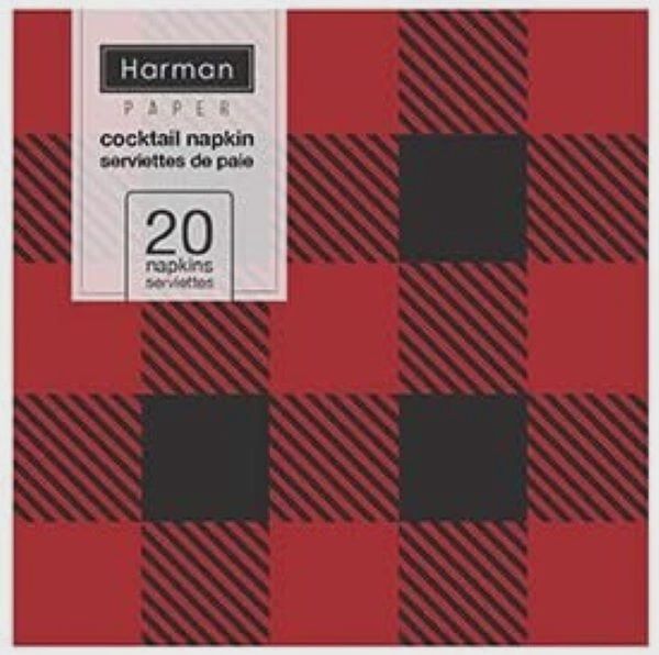 Buffalo Check Printed Luncheon Napkin 20pk Black/R